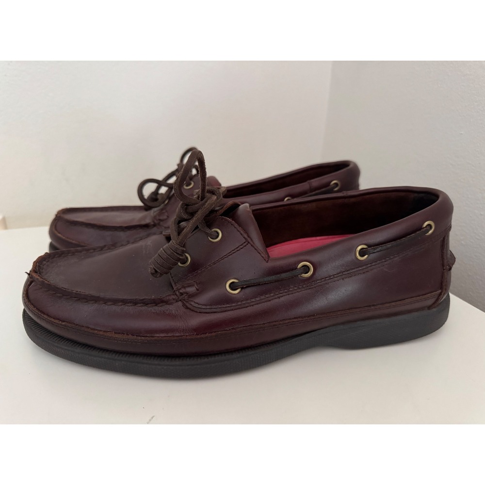 GH Bass Harry II Mens Burgundy Leather Boat Shoes Loafers 1670-205 Size 10.5 M